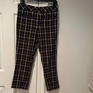 Anthropologie plaid cropped trousers in Black and Brown